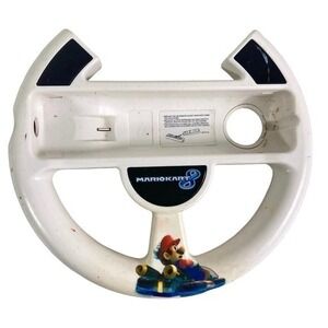 Mario Kart Nintendo Wii Steering Wheel with Remote Controller‎ White Racing Game